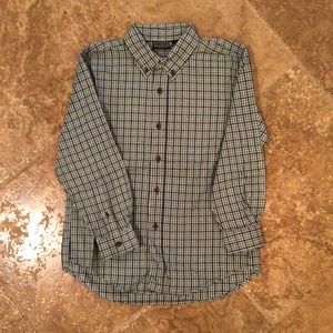 Kitestrings boys blue/green plaid button down shirt size 8